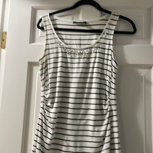 WHBM black and white striped tank with embellishment size M